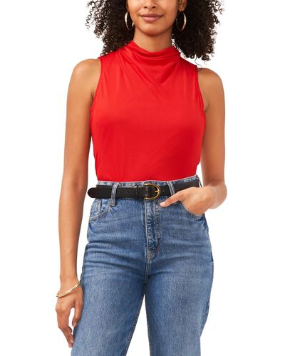 Vince Camuto Sleeveless Mock-neck Top - Red