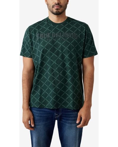 True Religion Monogram Arch Short Sleeve Relaxed T-shirt - Green