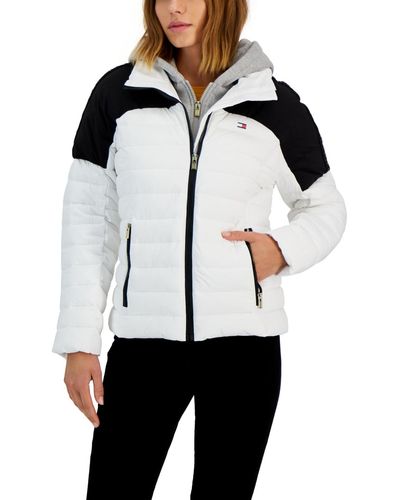 Tommy Hilfiger Hooded Colorblocked Coat - White