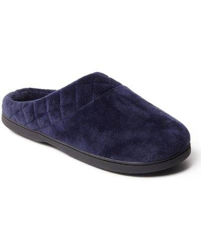 Dearfoams Darcy Velour Clog With Quilted Cuff Slippers - Blue
