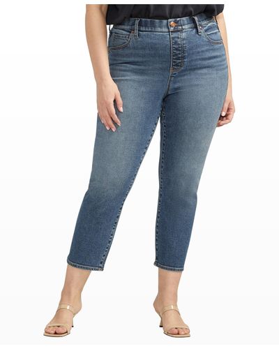Jag Plus Size Valentina High Rise Straight Leg Cropped Jeans - Blue