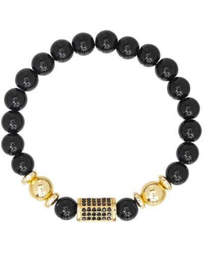 Macy's Onyx Bead Stretch Bracelet - Metallic