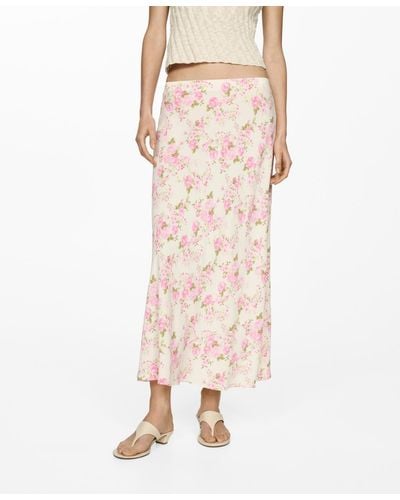 Mango Floral Midi Skirt - Pink