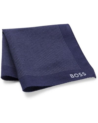 BOSS Boss By Printed Pocket Square - Blue