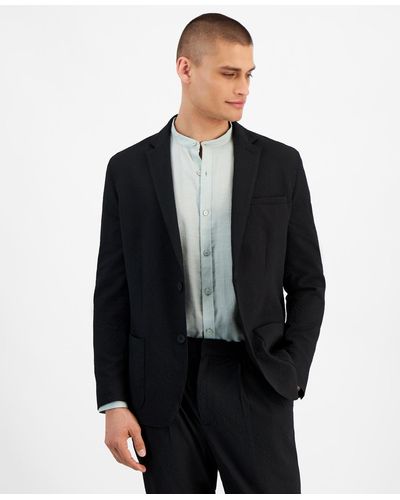Alfani Classic-fit Textured Seersucker Suit Jacket - Black