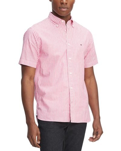 Tommy Hilfiger Regular-fit Candy Stripe Linen Shirt - Pink