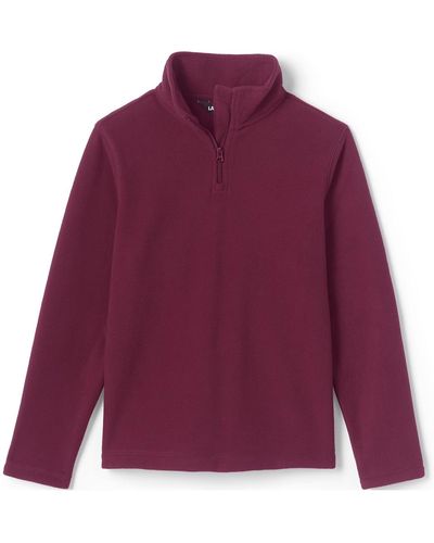 Lands' End Girls School Uniform Lightweight Fleece Quarter Zip Pullover - Purple