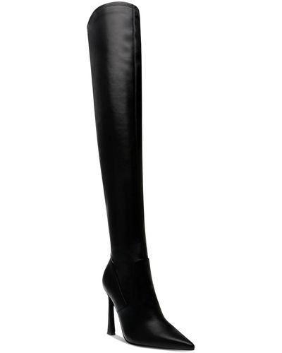 Steve Madden Laddy Pointed-toe Over-the-knee Dress Boots - Black