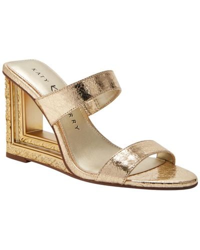 Katy Perry Framing Two Band Wedge Sandals - Metallic