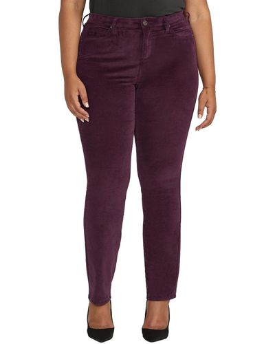 Jag Plus Size Ruby Mid Rise Straight Leg Pants - Purple