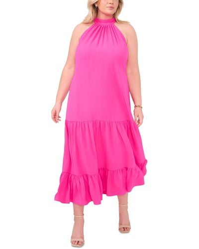 Msk Plus Size Tiered Maxi Dress - Pink