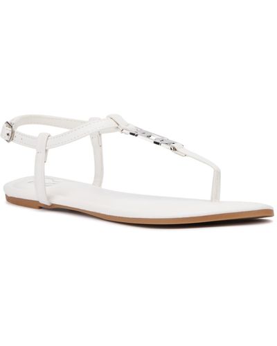 New York & Company Kaia T-strap Sandal With Metal Hardware - White