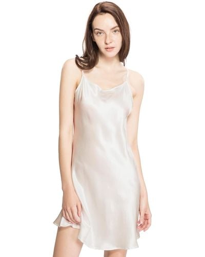 LILYSILK 22 Momme Feminine Silk Chemise Nightgown - White