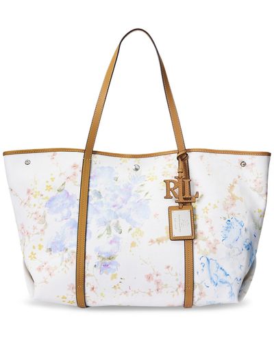 Lauren by Ralph Lauren Emerie Floral Canvas Extra Large Tote - White
