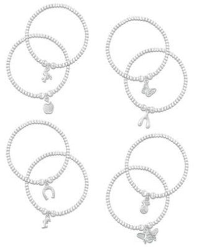 Macy's Plate Charm Beaded Stretch Bracelets - White