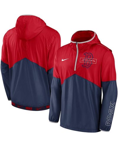 Nike Red And Navy Boston Red Sox Overview Half-zip Hoodie Jacket
