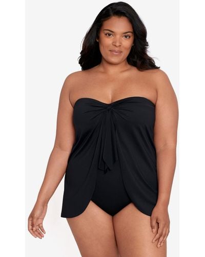 Lauren by Ralph Lauren Plus Size Flyaway One-piece Swimsuit - Black