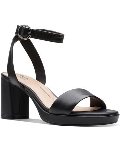 Clarks Amberlyn Bay Ankle-strap Block-heel Sandals - Black