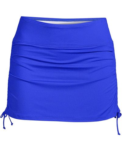 Lands' End Plus Size Tummy Control Adjustable Swim Skirt Swim Bottoms - Blue