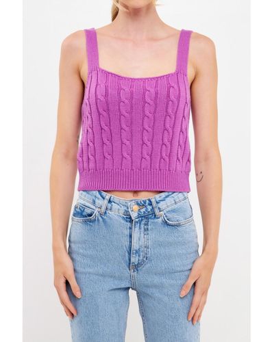 English Factory Cable Knit Tank Top - Purple