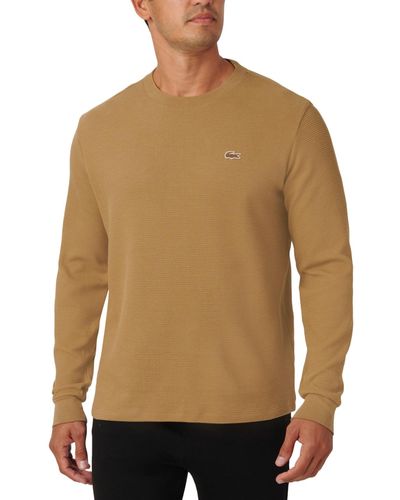 Lacoste Waffle-knit Thermal Sleep Shirt - Brown