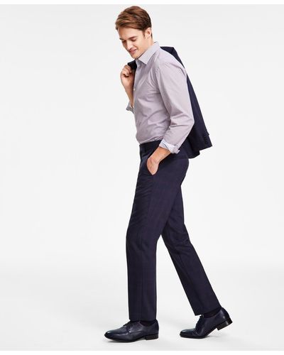 BOSS By Boss Modern-fit Wool Blend Check Suit Pants - Blue