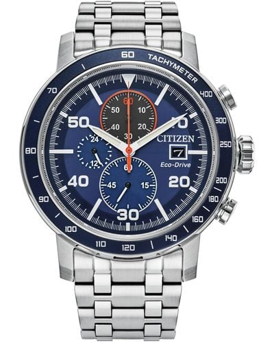 Citizen Eco-drive Chronograph Weekender Stainless Steel Bracelet Watch 44mm - Blue