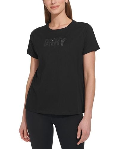 DKNY Sport Cotton Embellished-logo T-shirt - Black
