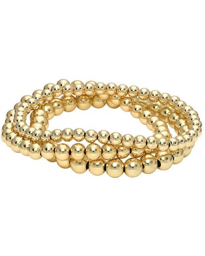 Zoe Lev Bead Stack 14k Yellow Gold Plated Sterling Silver Bracelet Set Of 3 - Metallic