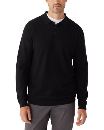 Frank And Oak Merino Wool Long-sleeve Polo Sweater - Black