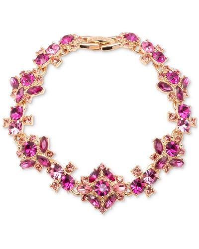 Marchesa Gold-tone Mixed Stone Cluster Flex Bracelet - Pink