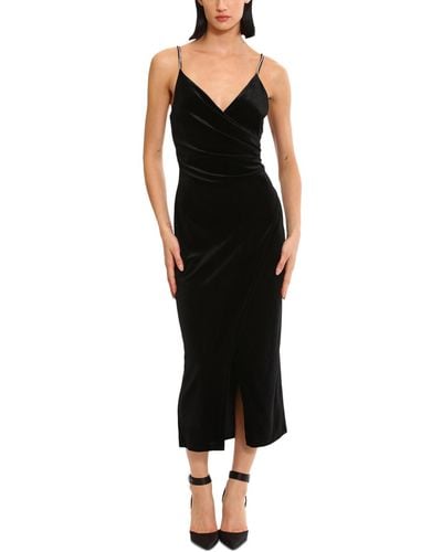 Donna Morgan Rhinestone-strap Midi Dress - Black