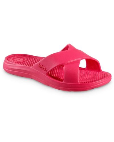 Totes Molded Cross Slide Sandals - Pink
