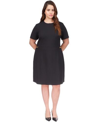 Michael Kors Michael Plus Size Chain-trim Short-sleeve Dress - Black