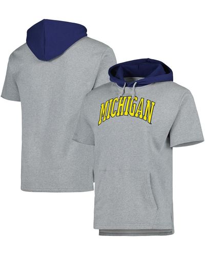 Mitchell & Ness Michigan Wolverines Postgame Short Sleeve Pullover Hoodie - Blue