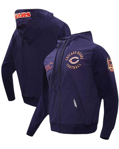 Pro Standard Chicago Bears Hybrid Woven Full-zip Hoodie - Blue
