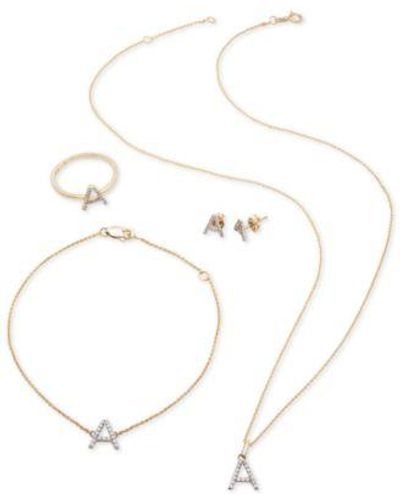 Macy's Diamond Initial Jewelry Collection In 14k Gold - White