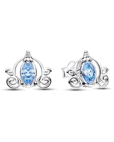 PANDORA Sterling Silver Disney Cinderella Stud Earrings - Blue