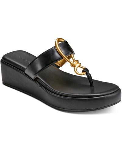 Donna Karan Harlyn Hardware Wedge Sandals - Black