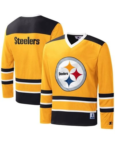 Starter Pittsburgh Steelers Cross-check V-neck Long Sleeve T-shirt - Orange