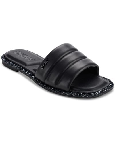 DKNY Bethea Quilted Slip-on Slide Sandals - Black