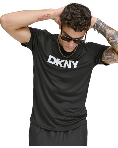 DKNY Rash Guard Short Sleeve Crewneck Logo Graphic T-shirt - Black