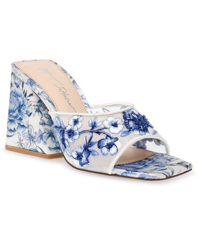 Betsey Johnson Roo Embroidered Evening Mules - Blue