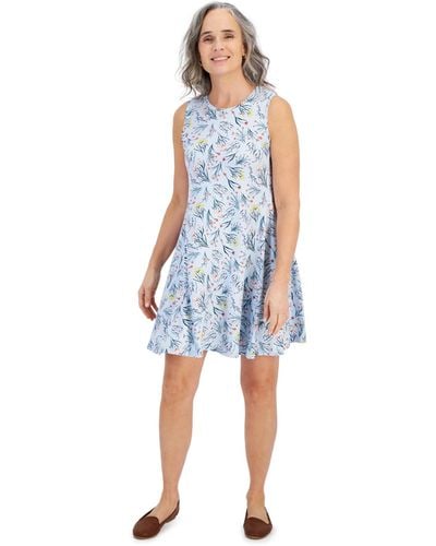 Style & Co. Petite Shannon Floral Flip Flop Dress - Blue