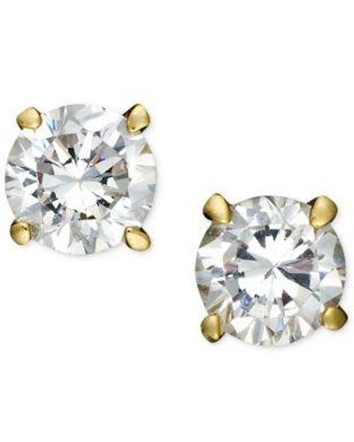 Giani Bernini 18k Gold And Sterling Silver Earrings, Round Cubic Zircoia Studs (1/2 Ct. T.w.) - Metallic