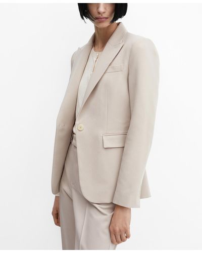 Mango Fitted Suit Blazer - Natural