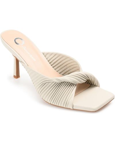 Journee Collection Greer Pleated Sandals - White