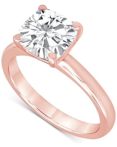 Badgley Mischka Certified Lab Grown Diamond Cushion-cut Solitaire Engagement Ring (4 Ct. T.w. - Pink