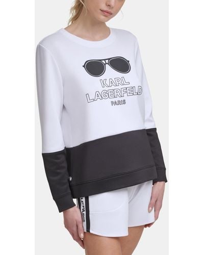 Karl Lagerfeld Colorblock Sunglass Sweatshirt - White