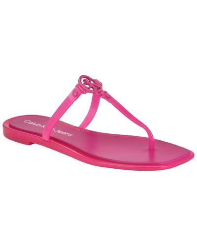 Calvin Klein Edhen Open-toe Jelly Thong Sandals - Pink